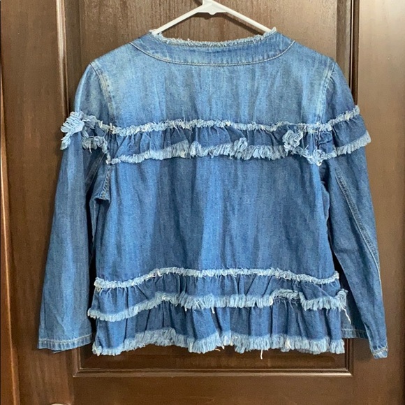 Kensie Jeans Ruffled Jean Jacket NWT - Picture 5 of 6
